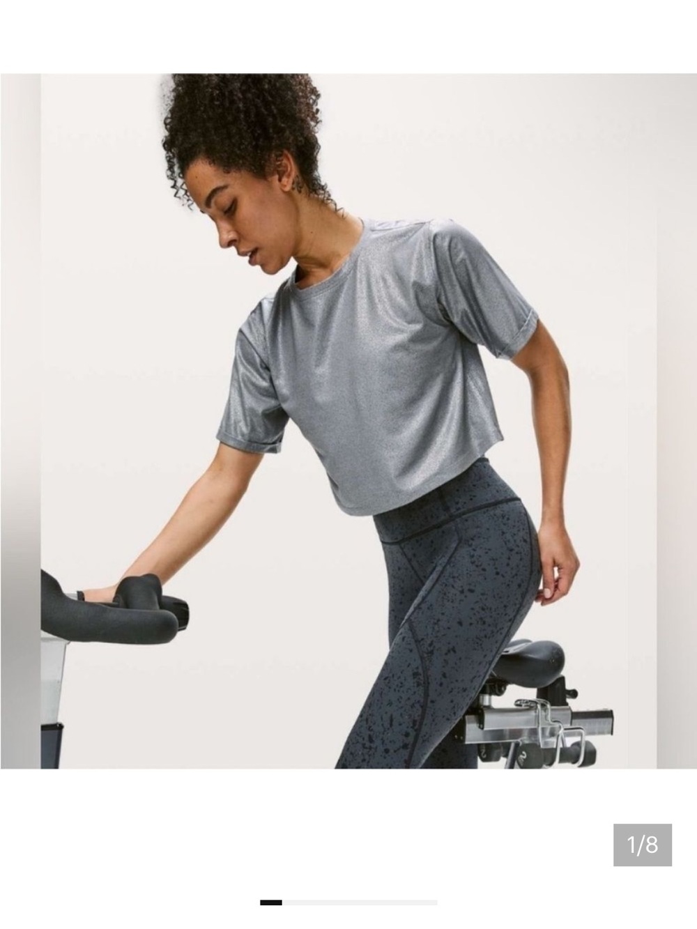 lululemon athletica x soul cycle Silver Metallic Cropped Tee